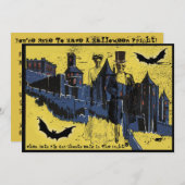 ハロウィンウェディング 怖いゴースト花嫁と新郎 招待状 (正面/裏面)