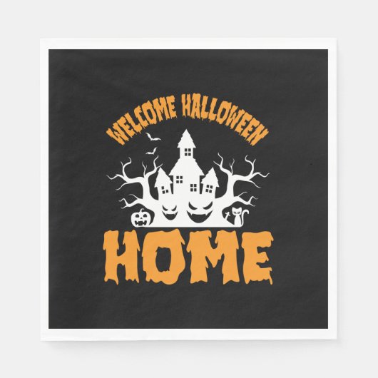 ハロウィンウェルカムハロウィンホーム誕生日 スタンダードランチョンナプキン (正面)
