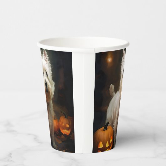 ハロウィンウエストハイランドホワイトテリアパンプキンズ 紙コップ (右)