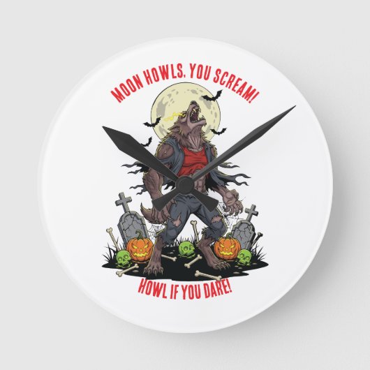🐺 ハロウィンウォールクロック 🎃 ラウンド壁時計 (正面)