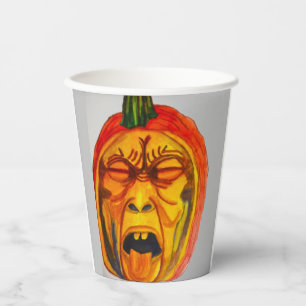 ハロウィンエリーカボチャ顔 紙コップ