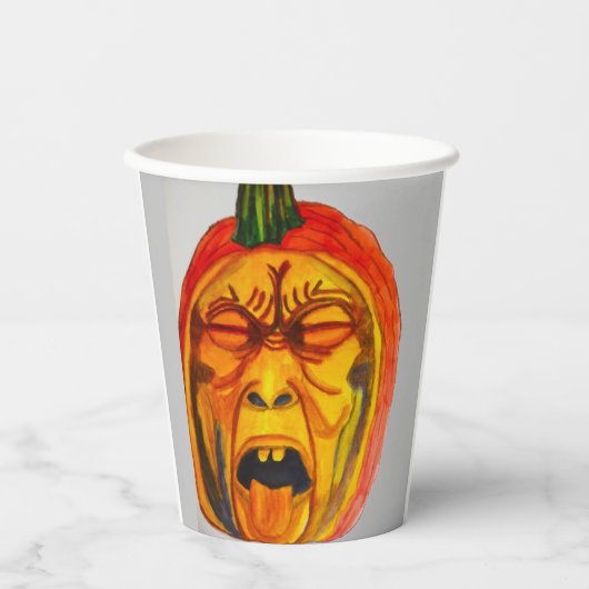 ハロウィンエリーカボチャ顔 紙コップ (正面)