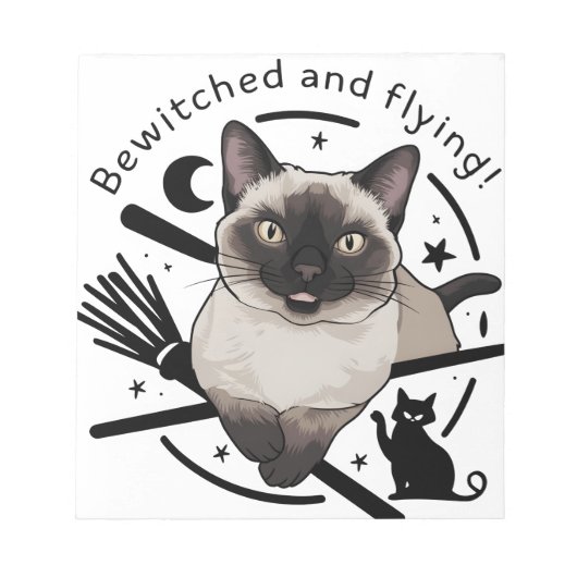 ハロウィンエレガンス飛んでいる：シャム猫 ノートパッド (正面)