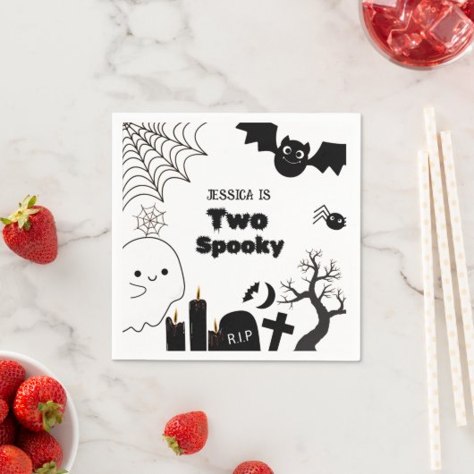 ハロウィンエレガントの2つの不気味な2番目の誕生日パーティー スタンダードカクテルナプキン (インサイチュ)