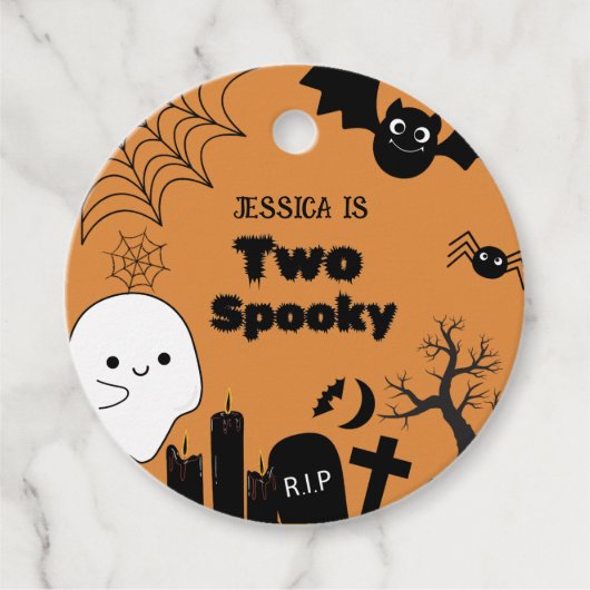 ハロウィンエレガントの2つの不気味な2番目の誕生日パーティー フェイバータグ (正面)