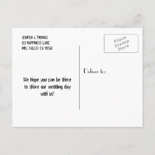 ハロウィンエレガントウェディングは日付ポストカードを保存 案内ポストカード (裏面)