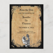 ハロウィンエレガントウェディングは日付ポストカードを保存 案内ポストカード (正面)