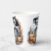 ハロウィンエレガントウオーターカラースケルトン 紙コップ (右)