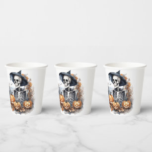 ハロウィンエレガントウオーターカラースケルトン 紙コップ