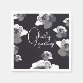 ハロウィンエレガントグリーティングズゴーストバラ スタンダードカクテルナプキン