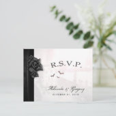 ハロウィンエレガントゴシックBlack MENU Matching RSVP インビテーションポストカード (スタンド正面)