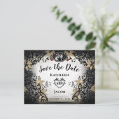 ハロウィンエレガントスケルトン日付のPostCardの保存 ポストカード (スタンド正面)