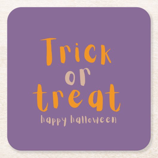 ハロウィンエレガントトリックまたはトリート紙コースター スクエアペーパーコースター (正面)