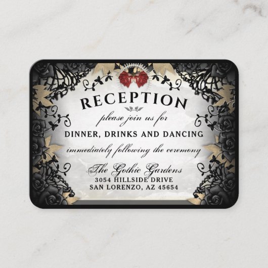 ハロウィンエレガントバラ披露宴カード3.5 x 2.5 エンクロージャーカード (正面)