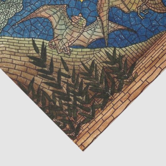 ハロウィンエレガントブルー金ゴールドモザイクこうもりビューティ 薄葉紙 (詳細)