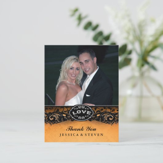 ハロウィンエレガントレースLOVE写真サンキューカード ポストカード (スタンド正面)