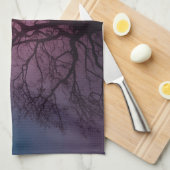 ハロウィンエレガント不気味テーマツリームーンアートワーク キッチンタオル (四つ折り)