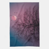 ハロウィンエレガント不気味テーマツリームーンアートワーク キッチンタオル (縦)