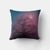 ハロウィンエレガント不気味テーマツリームーンアートワーク クッション (裏面)