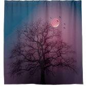 ハロウィンエレガント不気味テーマツリームーンアートワーク シャワーカーテン (正面)
