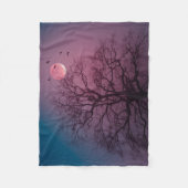 ハロウィンエレガント不気味テーマツリームーンアートワーク フリースブランケット (正面)