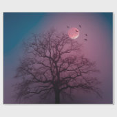 ハロウィンエレガント不気味テーマツリームーンアートワーク ラッピングペーパー (フラット)