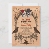 ハロウィンエンゲージメントパーティー招待状 スカル 招待状 (正面)