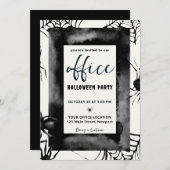 ハロウィンオフィスパーティー企業のクモ 招待状 (正面/裏面)