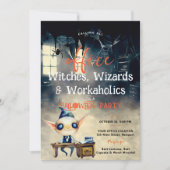 ハロウィンオフィスパーティー ビジネス ゴウル 楽しい 黒 招待状 (正面)