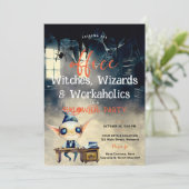 ハロウィンオフィスパーティー ビジネス ゴウル 楽しい 黒 招待状 (スタンド正面)