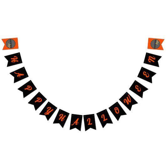 ハロウィンオレンジとブラックビジネス会社のロゴ バンティングフラッグ (全)