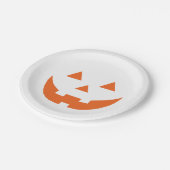 ハロウィンオレンジの白いハロウィーンのカボチャのちょうちんカボチャ顔 ペーパープレート (アングル)