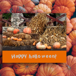 ハロウィンオレンジカボチャ素朴 ポストカード