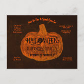 ハロウィンオレンジカボチャ誕生日パーティー インビテーションポストカード (正面)