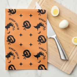 ハロウィンオレンジカ不気味ボンプキンウィッチ キッチンタオル