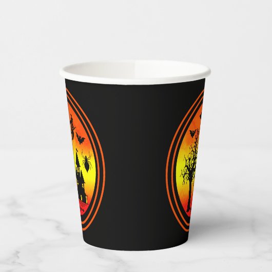 ハロウィンオレンジサンセットウィッチハ幽霊のよく出るウス 紙コップ (左)