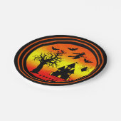 ハロウィンオレンジサンセットウィッチ幽霊のよく出るハウスパーティー ペーパープレート (アングル)