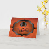 ハロウィンオレンジジャックオランタン カード (黄色い花)