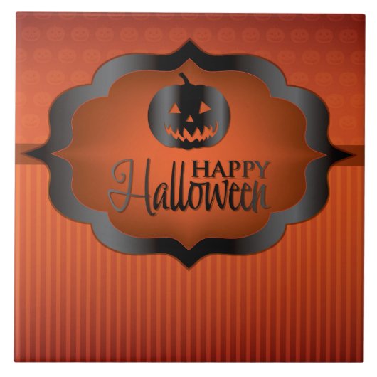 ハロウィンオレンジジャックオランタン タイル (正面)