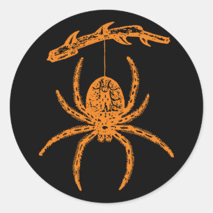 ハロウィンオレンジスパイダークラシックのラウンドステッカー ラウンドシール