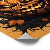 ハロウィンオレンジハロウィーンのカボチャのちょうちん不気味カボチャ ポスター (角)