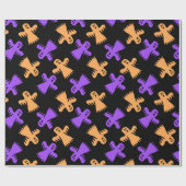 ハロウィンオレンジパープルブラックの幽霊たち ラッピングペーパー (フラット)