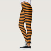 ハロウィンオレンジブラックストライプパターン レギンス (左)