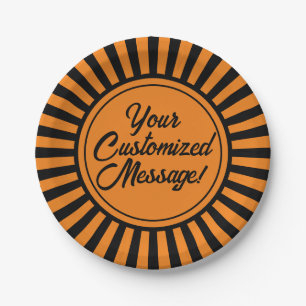 ハロウィンオレンジブラックストライプ ペーパープレート