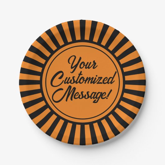 ハロウィンオレンジブラックストライプ ペーパープレート (正面)