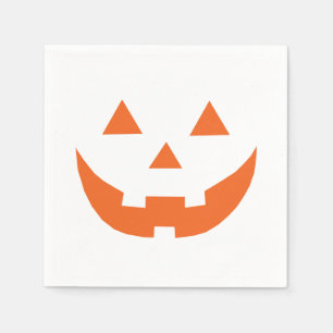 ハロウィンオレンジホワイトハロウィーンのカボチャのちょうちん紙   スタンダードカクテルナプキン