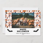 ハロウィンオレンジマッシュルームブラックこうもり秋写真 シーズンカード (正面)