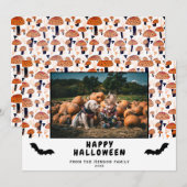 ハロウィンオレンジマッシュルームブラックこうもり秋写真 シーズンカード (正面/裏面)