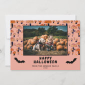 ハロウィンオレンジマッシュルームブラックこうもり秋写真 シーズンカード (正面)