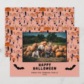 ハロウィンオレンジマッシュルームブラックこうもり秋写真 シーズンカード (正面/裏面)